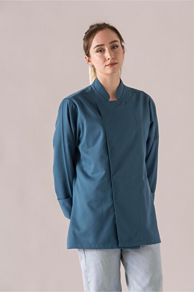 APP-RON C-01 CLASSIC - Denim Mavi Şef Ceketi Kadın