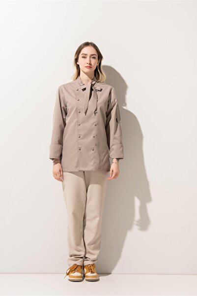 APP-RON Beige Transparent Jacket - C-02 Scarf, Women with Scarf and Buttons