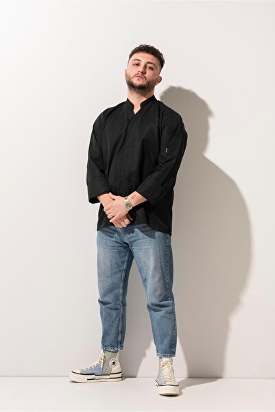 APP-RON C-07 VNECK - V Yaka Siyah Şef Ceketi