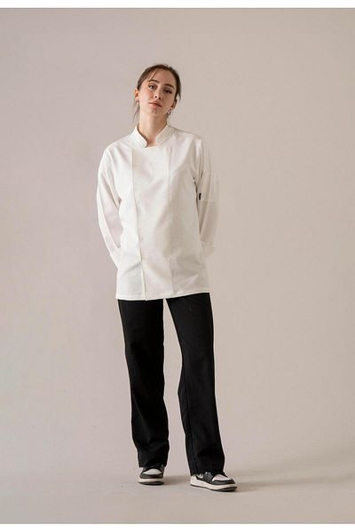 APP-RON C-04 Soft Linen Women's White Linen Chef Jacket