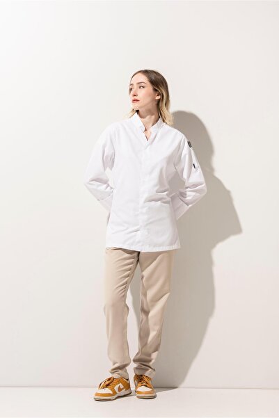 APP-RON C-07 VNECK - V Yaka Beyaz Şef Ceketi Kadın