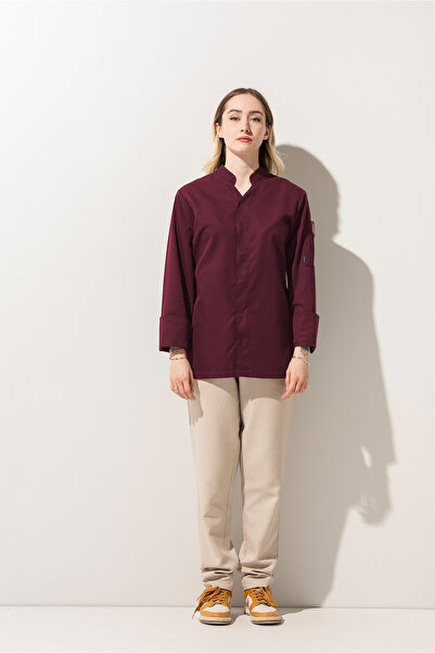 APP-RON C-07 VNECK - V Yaka Bordo Şef Ceketi Kadın
