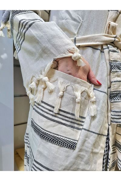 Denia Home Textile رداء حمام بيشتيمال للجنسين مصنوع من القطن الطبيعي بنسبة 100%
