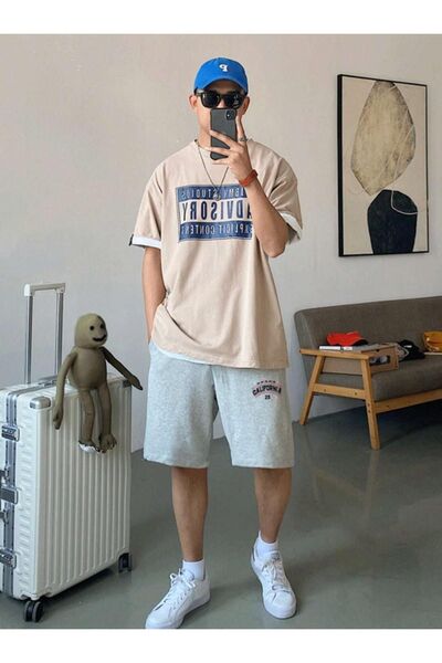 Altamira Erkek Gri California Baskılı Şort