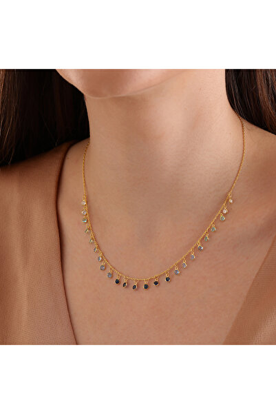Queen Silver Jewelry 925 ayar gümüş. ful sallantılı beyazdan laciverte renk g...