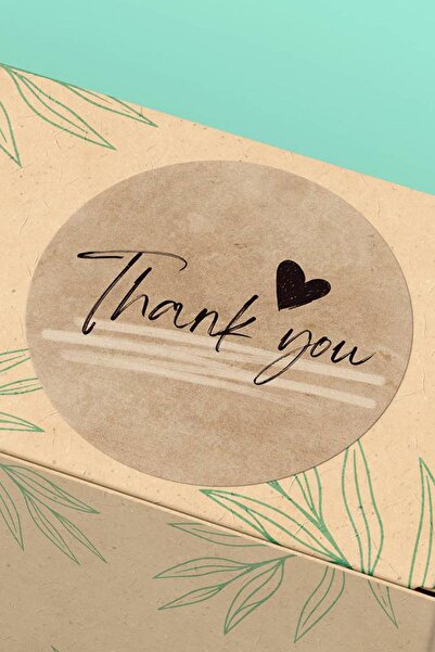 Basic Sense 3x3cm - 90 Adet - Thank You Sticker Kraft Görünümlü Ambalaj Kargo Paketleme Ürün Etiketi - ST2204
