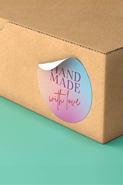 Basic Sense 3x3cm - 90 Adet - Thank You Sticker Teşekkürler Etiketi Hand Made With Love Paketleme Etiketi ST2248