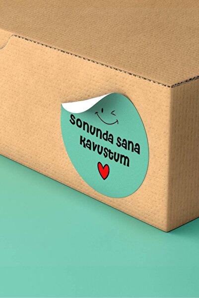 Basic Sense 3x3cm - 90 Adet - Thank You Sticker Yeşil Sonunda Sana Kavuştum Yazılı Paketleme Etiketi - ST2343
