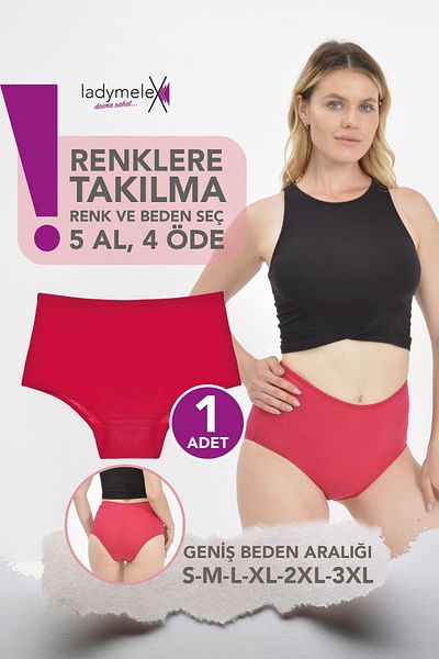 LadyMelex Slip de damă cu talie înaltă - bumbac, elastic și moale (S-M-L-XL-2XL-3XL)