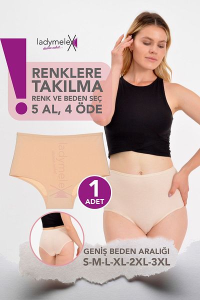 LadyMelex Slip de damă cu talie înaltă - bumbac, elastic și moale (S-M-L-XL-2XL-3XL)