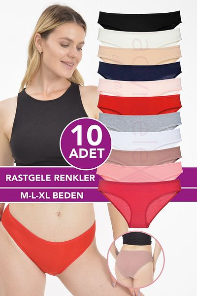 LadyMelex 10 buc. Chiloți din bumbac pentru femei - Culori aleatorii M-L-XL