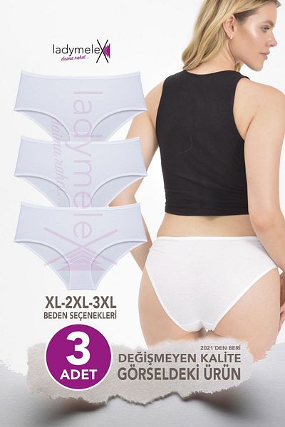 LadyMelex High Waist White Oversize Panties - Pack of 3 (XL-2XL-3XL) Cotton, Soft and Flexible