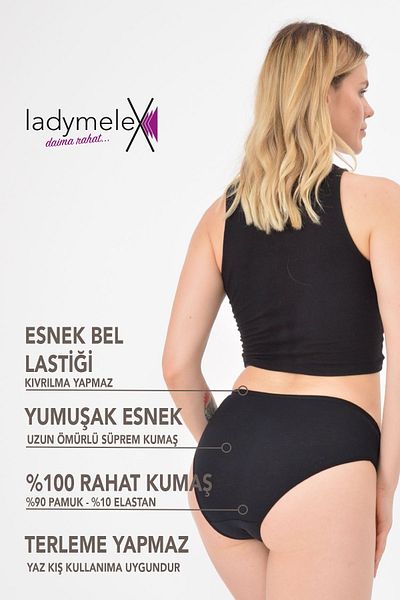 LadyMelex Chiloți supradimensionați pentru femei cu talie înaltă - 3 bucăți din bumbac, pachet moale și elastic (XL-2XL-3XL)