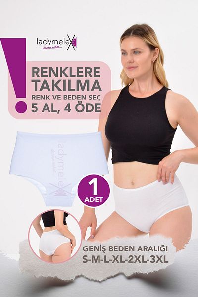 LadyMelex Slip de damă cu talie înaltă - bumbac, elastic și moale (S-M-L-XL-2XL-3XL)