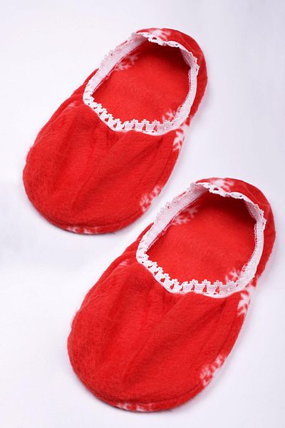 EMINNA Red and White Lace Detailed Ballerina Slippers