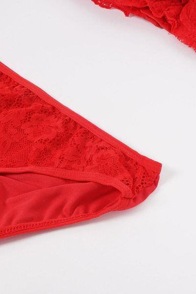 EMINNA Red Double Cross Lace Underwear Set