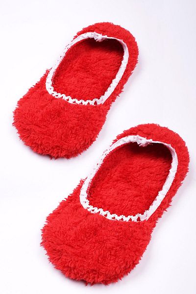 EMINNA Red Lace Detailed Ballerina Slippers