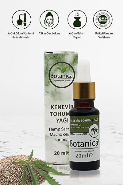 botanica Hemp Seed Oil Kenevir Oil Soğuk Sıkım Bitkisel Yağ Bakım Yağı 20 Ml