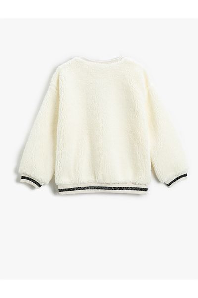 Koton Plush Sweatshirt with Shiny Applique Detail