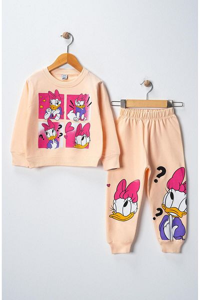 Teymbaby Daisy Ducks Printed Cotton Girl's Long Sleeve Sweatshirt and Sweatpants Set