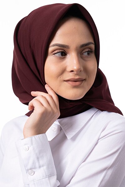 Kadınbona Ithal % 100 Lüks Medine Ipeği Eşarp Bordoca