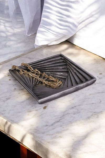 Viselia Silver Antique Colored Jewelry Organizer - Plate and Makeup Cosmetic Organizer Model 3