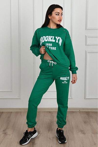 Koza Butik Κείμενο εμπριμέ γυναικεία αθλητική φόρμα - Staple Detailed 3647-23