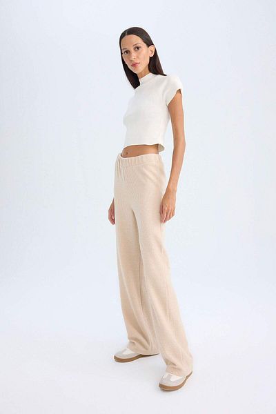 DeFacto Dfc - Flayer Fit Ribbed Straight Leg Camisole Trousers