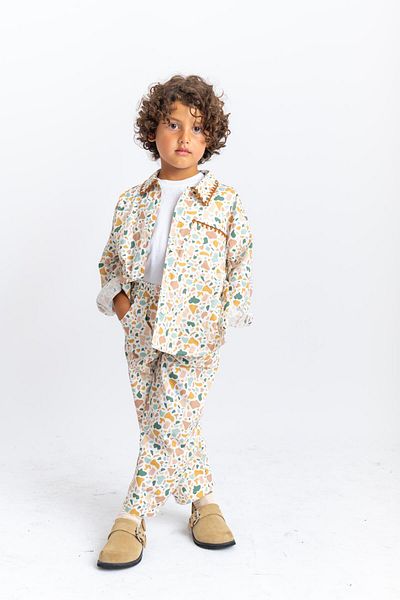 Oliven The Kid Ecru Color Unisex Poplin Set - Collar and Pocket Embroidered