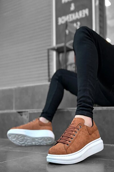 Rainon Store High Sole Tan Suede Men's Sneakers - Ossguus