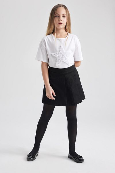 DeFacto Tricou alb cu mânecă scurtă pentru fete Relax Fit B6852a824sm