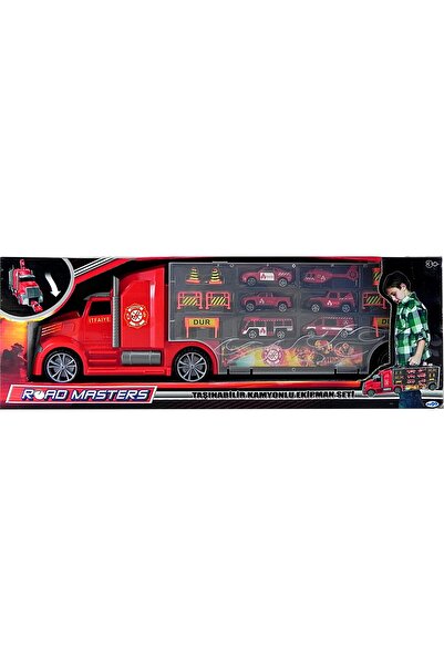 MEGA Taşınabilir Kırmızı Kamyonlu Karayolu Seti 666-03g
