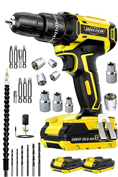 DOZZER Alman X8200 Yüksek Tork 27 Parça Setli Bakır Sargılı 2x Akülü Şarjlı V...