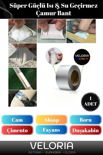 Veloria Premium Series Waterproof Leakproof Durable Aluminum Repair Gum Mud Tape 48 mm x 2 m 1 Piece