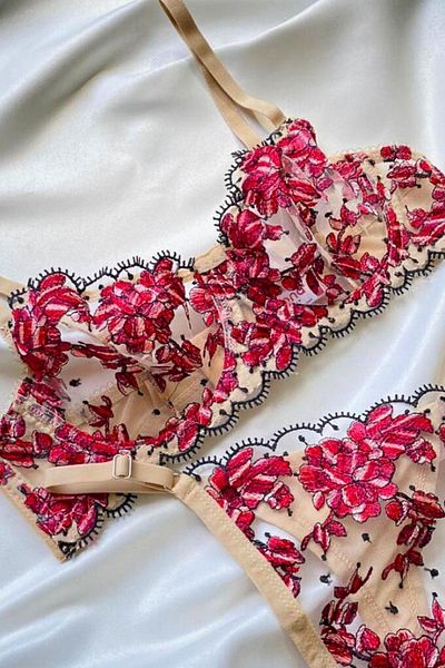 Moldina Γυναικείο Σετ Σουτιέν Μπεζ Floral Underwire