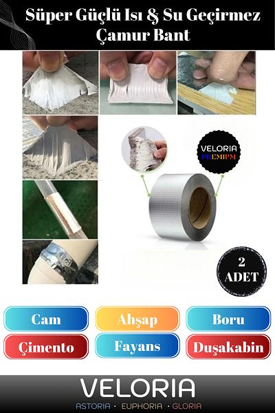 Veloria Premium Series Waterproof Leak Proof Durable Aluminum Repair Tape Gum Mud Tape 48mm X 2m 2 Pcs