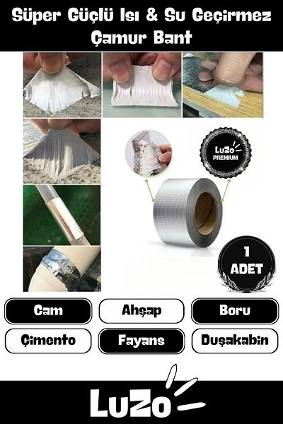 LuZo Premium Series Waterproof Leak Proof Durable Aluminum Repair Tape Gum Mud Tape 48mm X 2m 1 Pcs