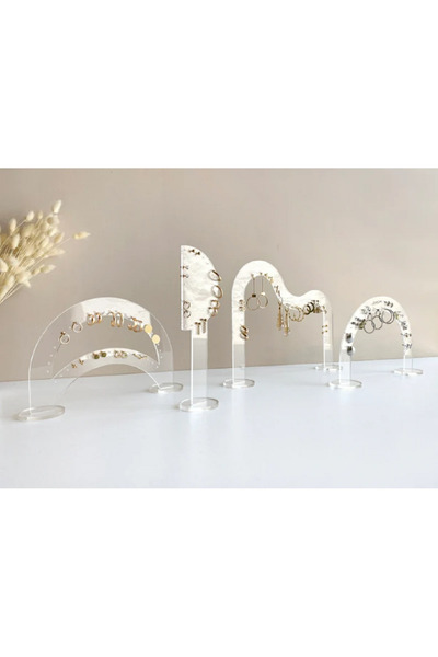 tsddekorasyon Set of 4 Minimalist Jewelry - Earring Display, Clear Acrylic Earring Holder, Nail Earring Organizer