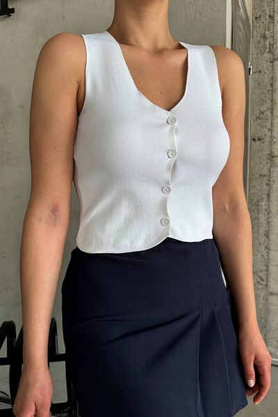 aytenli Standard Size Knitwear Vest - Buttoned Front
