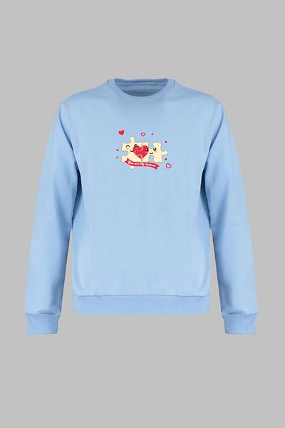 MAD COLLECTİON Φούτερ Unisex με κανονική εφαρμογή με μακρυμάνικο ψυχή και φίλη με στάμπα με λαιμόκοψη χωρίς κουκούλα