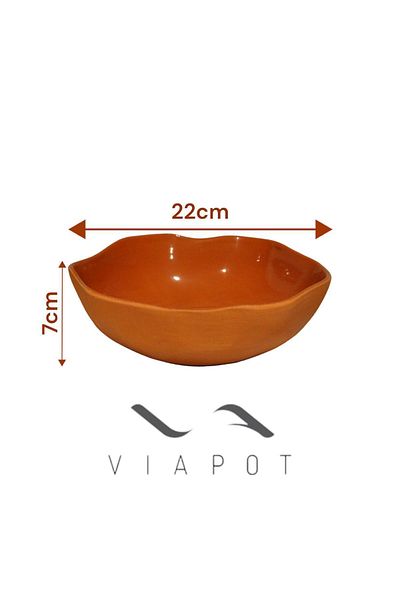 Viapot Fethiye Fruit and Salad in the Bowl Brown Glazed Soil Hot Pot 22X7Cm 1000ml