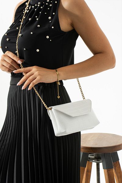 İAMBTŞY Mini geantă crossbody cu model crocodil auriu - retro și versatilă pentru femei