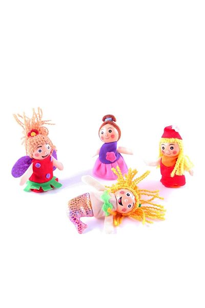 Toys Go Green 4-Piece Wooden Fabric Mermaid, Daughters, Finger Puppet