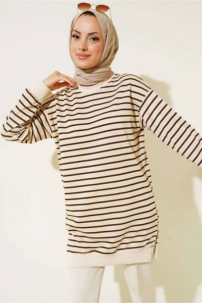 SEVENLINE Striped Hijab Tunic Sweatshirt - Two Thread
