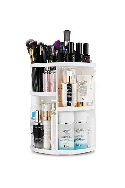 CocoVia 360 Degree White Makeup Organizer - Rotatable