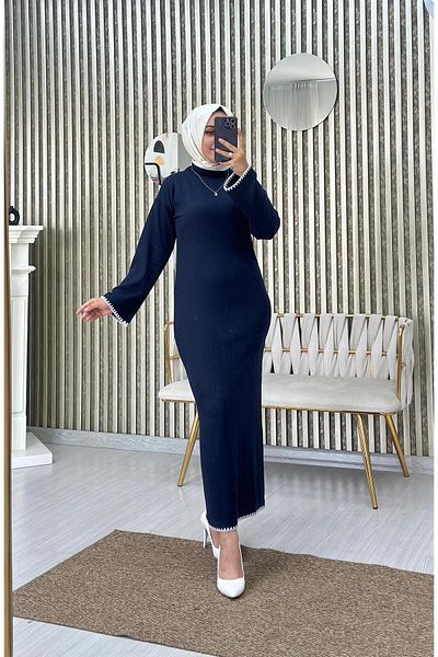 Moda Krash Seasonal Dress with Hair Embroidery - Patterned Detail