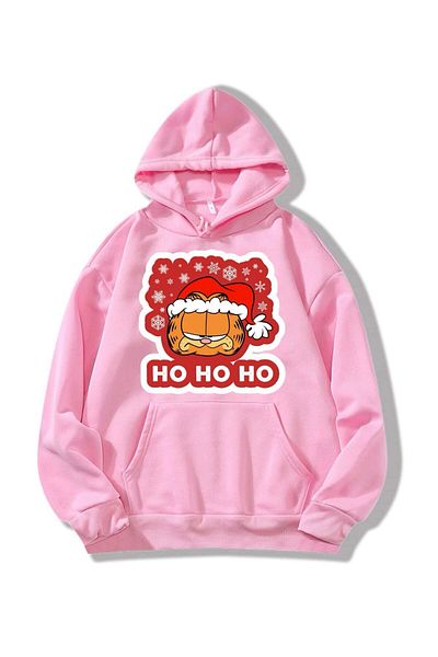 MAD COLLECTİON Unisex Hoodie κανονική εφαρμογή μακρυμάνικο φούτερ Garfield με στάμπα με κουκούλα Oversize βαμβακερό