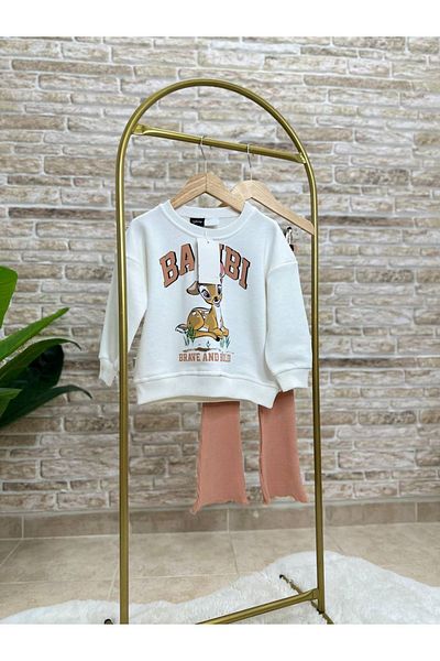 Ladin Store New Season Κοριτσίστικο βαμβακερό φούτερ και κολάν με ραβδώσεις