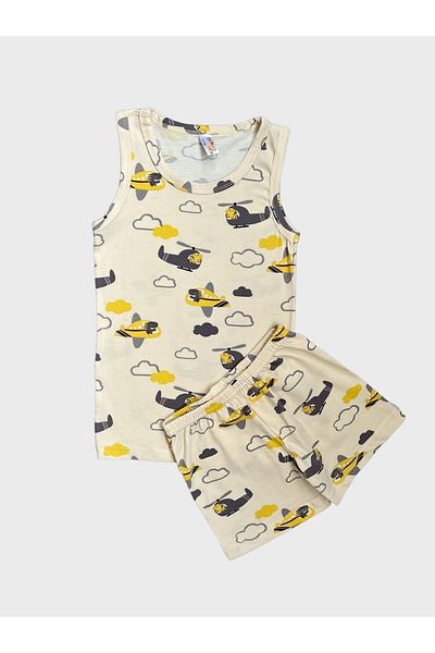 elmas kids Σετ μπόξερ ανδρικό παιδικό βαμβακερό ελικόπτερο με μοτίβο κρέμας