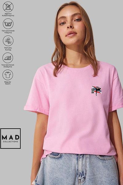 MAD COLLECTİON MAD COLLECTION Unisex Oversize Crew λαιμόκοψη βαμβακερό Muay Thai εμπριμέ κοντομάνικο μπλουζάκι